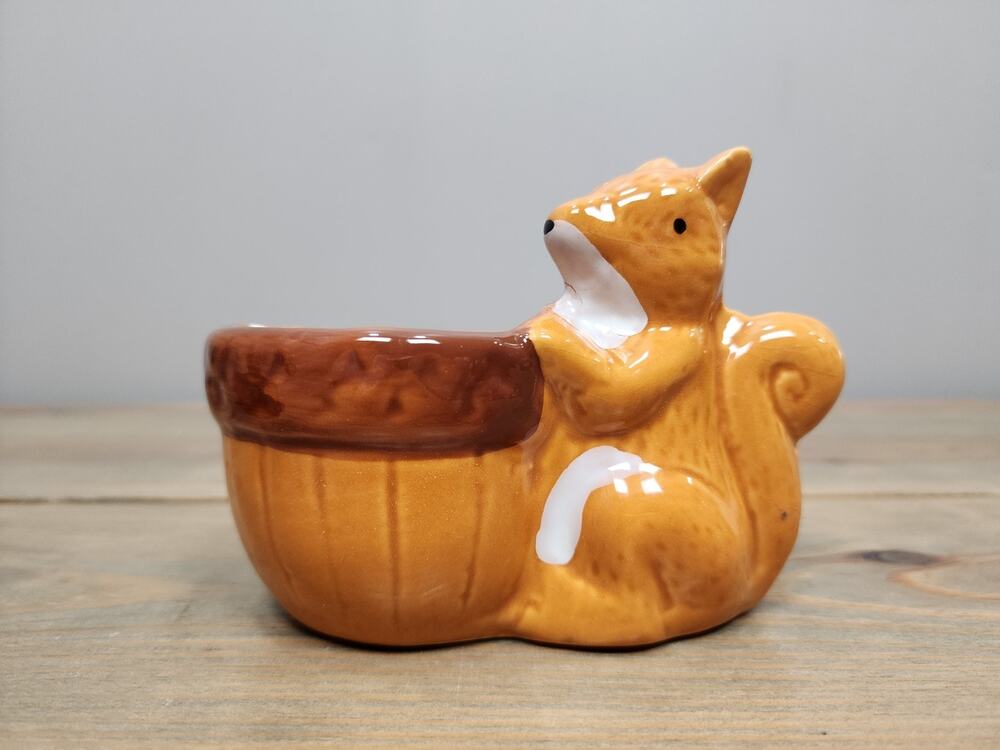 Vintage Squirrel and Acorn Ceramic Succulent Planter